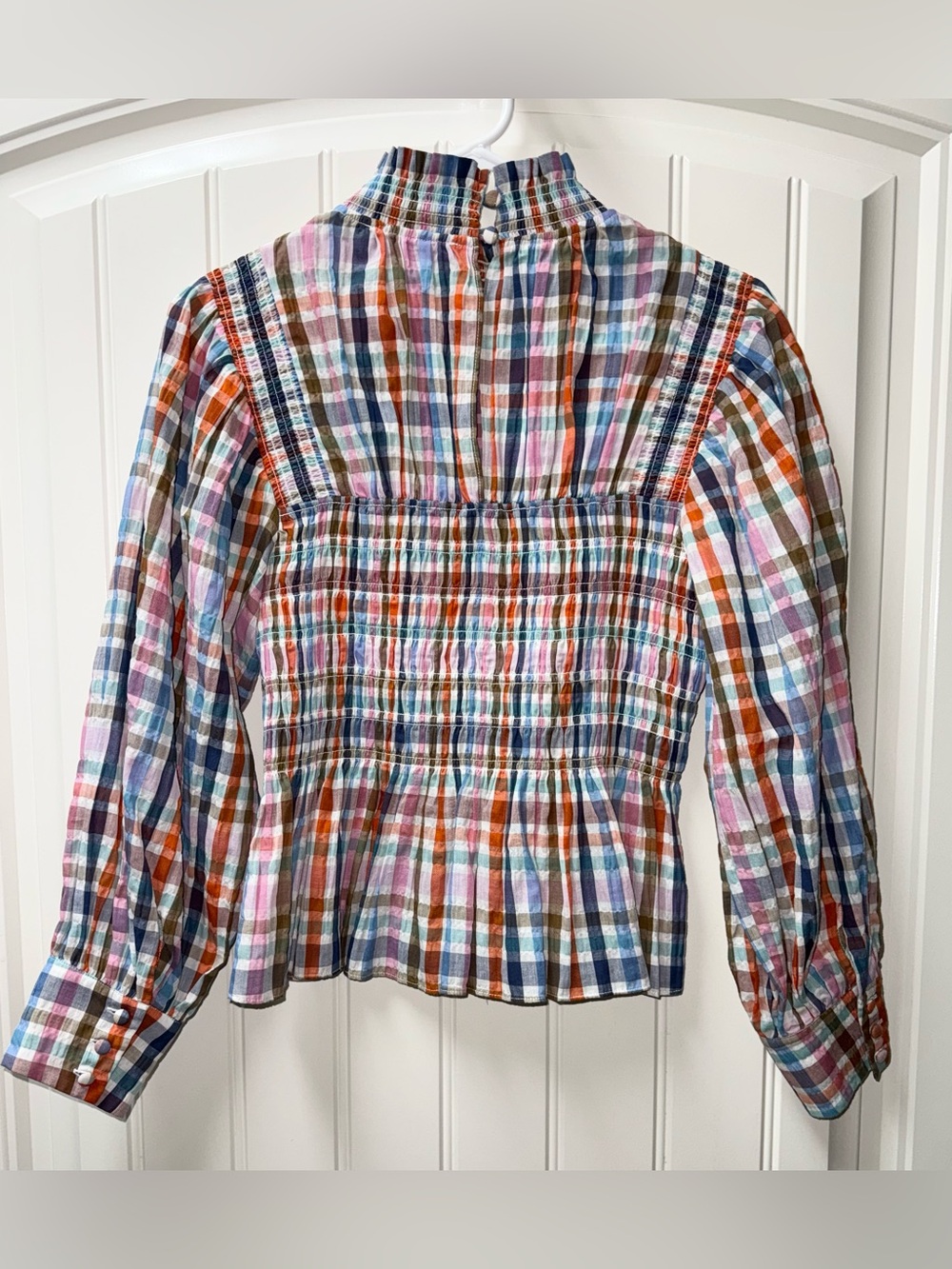 LN $395 WOMENS SMALL (bust 36”) HUNTER BELL LOREN BLOUSE SHIRT TOP PLAID - Picture 4 of 5
